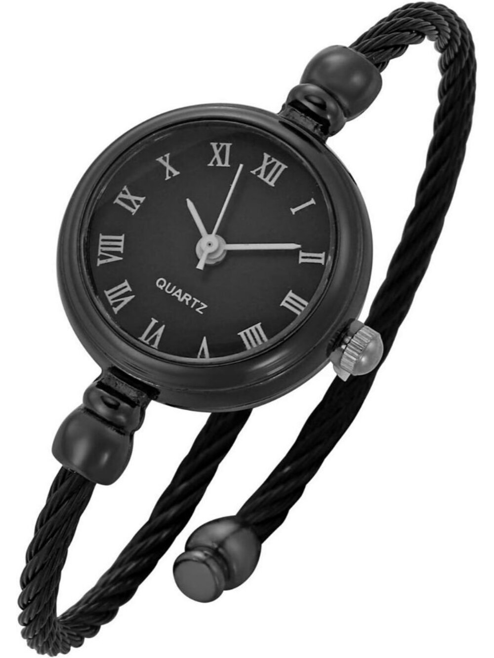 Women's Black Analog Quartz Stainless Steel Roman Numerals Wrist Bracelet Watch